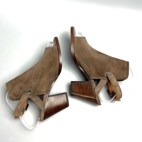 Frye Dani Shield Sling Peep Toe Ankle Booties Sandals Tan Suede Size 7 - Picture 4 of 15